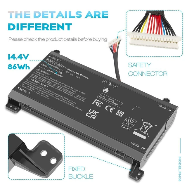 Alt view image 4 of 5 - 16-Pin 14.4V Battery for HP OMEN 17-an040TX 17-an041TX 17-an042TX 17-an043TX 17-an044TX
