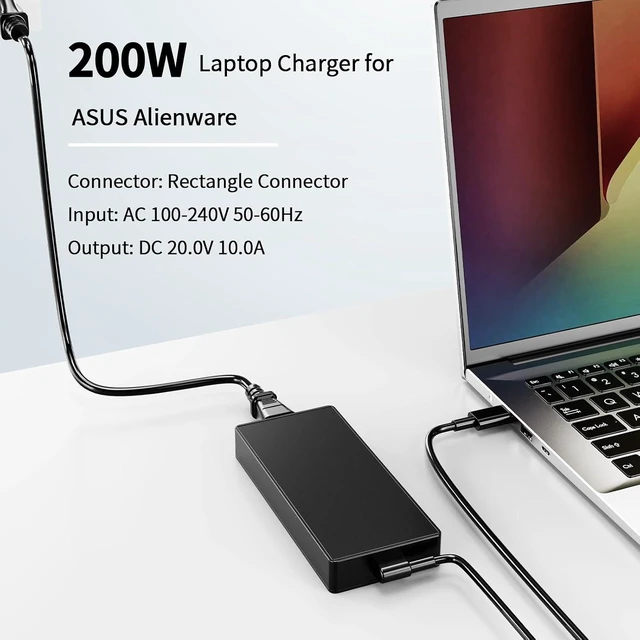 Alt view image 4 of 7 - 200W Charger Compatible with Asus ProArt P16 PZ13 PX13 H7606 HN7306 ROG Zephyrus G16 G14 GU605 GU605M GA605W GA605 GU605MY GU605MZ ADP-200JB K Power Adapter