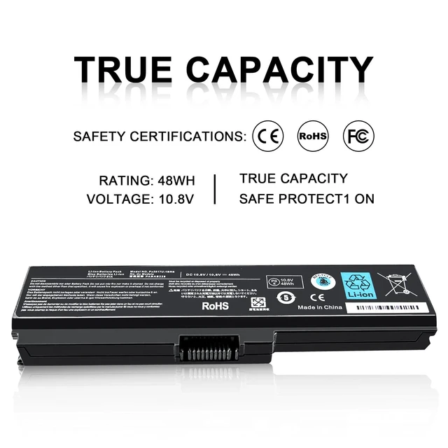 Alt view image 5 of 5 - New Replacement PA3817U-1BRS Battery for Toshiba Satellite C655 C675 C675D L645 L645D L655 L655D L675 L675D L745 L755 L755D P745 P755 P775 M645 A660 A655 PA3817U Series Battery -12 Months Warranty