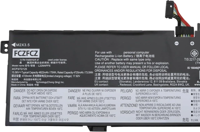 Alt view image 2 of 4 - L22M4PF6 Battery 75Wh 4822mAh Replacement for Lenovo Slim Pro 9-14IRP8 83BV / Yoga Pro 9-14IRP8 83BU Series SB11K40865 5B11K40866 SB11N45299 L22C4PF6 SB11K40864 SB11N45323 15.56V 4-Cell