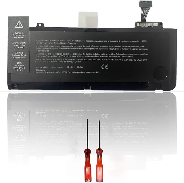 Main image of AURUNHO A1322 A1278 Laptop Battery Replacement for MacBook Pro 13 inch Unibody Mid 2009 2010 2012 Early 2011 Late 2011 A1278 63.5Wh 10.95V