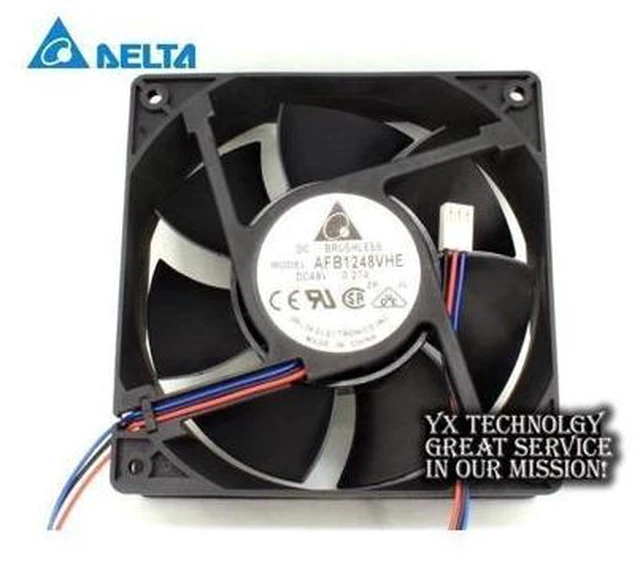 Main image of New AFB1248VHE 12038 12cm 48V 0.27A 3 wire dual ball bearing cooling fan for Delta 120*120*38mm