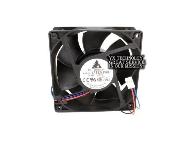 Alt view image 3 of 4 - New AFB1248VHE 12038 12cm 48V 0.27A 3 wire dual ball bearing cooling fan for Delta 120*120*38mm