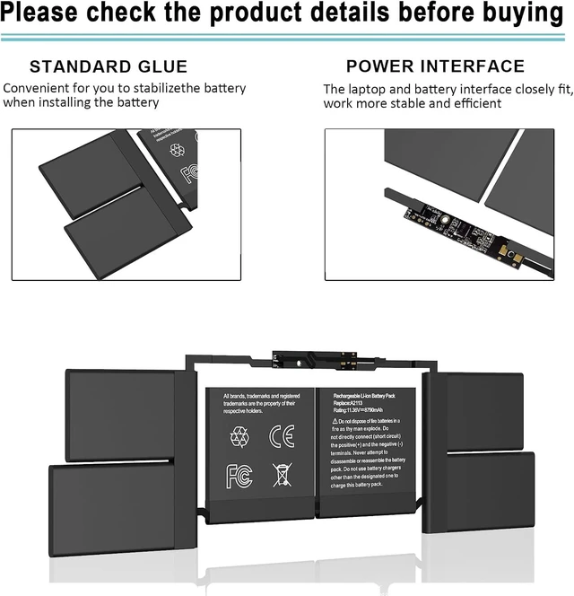 Alt view image 4 of 7 - A2141 Battery Replacement A2113 Battery for MacBook Pro 16 Inch A2141 2020 2019 Year EMC 3347 fits MVVL2 MVVL2LL/A MVVM2 MVVM2LL/A MVVJ2 MVVJ2LL/A MVVK2 MVVK2LL/A 99.8Wh 8790mAh 11.36V