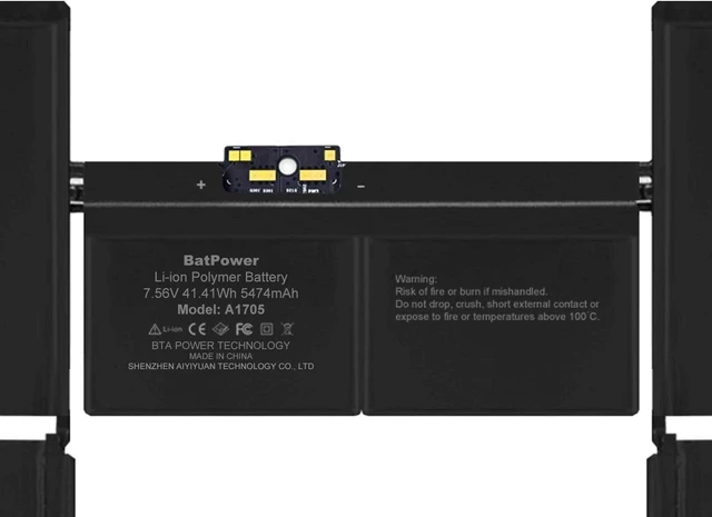 Alt view image 3 of 7 - BatPower A1705 Replacement Laptop Battery for Apple Early 2016 Mid 2017 MacBook 12-inch Retina A1534 EMC 2991 EMC 3099 Battery MacBook 12" Retina A1534 Apple A1705 Battery 41.41Wh