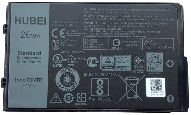 Main image of Hubei 7XNTR J7HTX 07XNTR FH8RW 0FH8RW Laptop Battery Replacement for Dell Latitude 12 7202 7212 7220 Rugged Extreme Tablet Series (7.4V 26Wh 3420mAh)