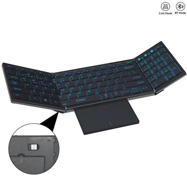 Main image of Portable Foldable Bluetooth Mini Keyboard Built-in Touchpad & Numeric Keypad, Business Travel Compact Wireless Keyboard