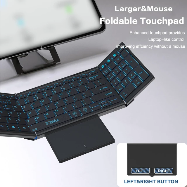 Alt view image 3 of 6 - Portable Foldable Bluetooth Mini Keyboard Built-in Touchpad & Numeric Keypad, Business Travel Compact Wireless Keyboard