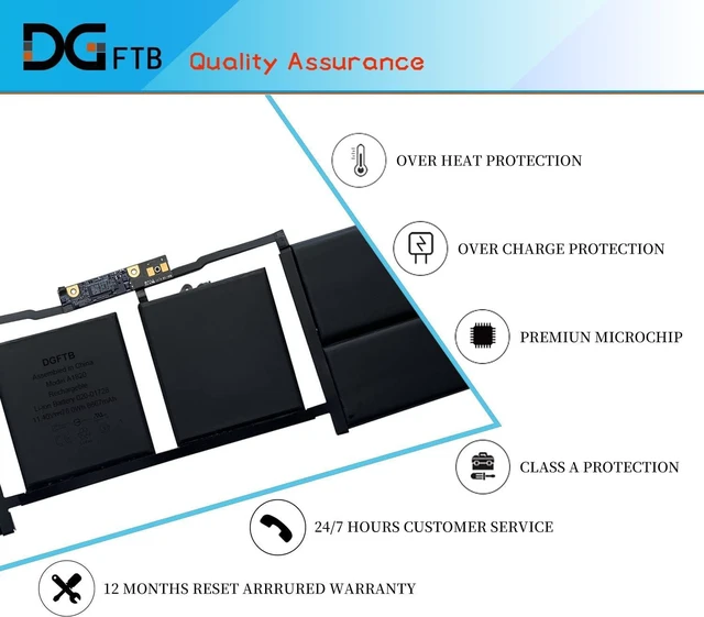 Alt view image 4 of 6 - A1820 Laptop Battery Replacement for Apple MacBook Pro 15 inch A1707 Late 2016 Mid 2017 Touch Bar EMC 3072 EMC 3162 MLH32CH/A MLH42CH/A MLW72CH/A MLW82CH/A MPTR2LL/A MPTT2LL/A (11.4V 76Wh/6667mAh)