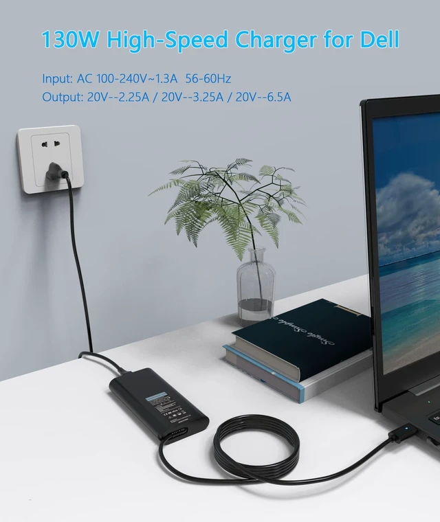 Alt view image 3 of 5 - Nivjuky 130W Type C Ac Charger Compatible with Dell Precision 3490 3480 3470 3541 3551 USB-C Laptop Power Supply Adapter Cord