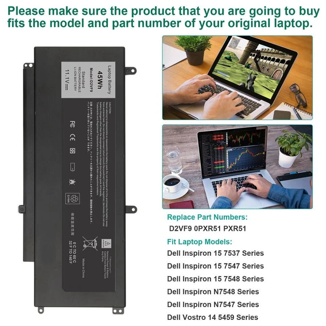 Alt view image 5 of 5 - 45Wh Battery for Dell D2VF9 0PXR51 PXR51