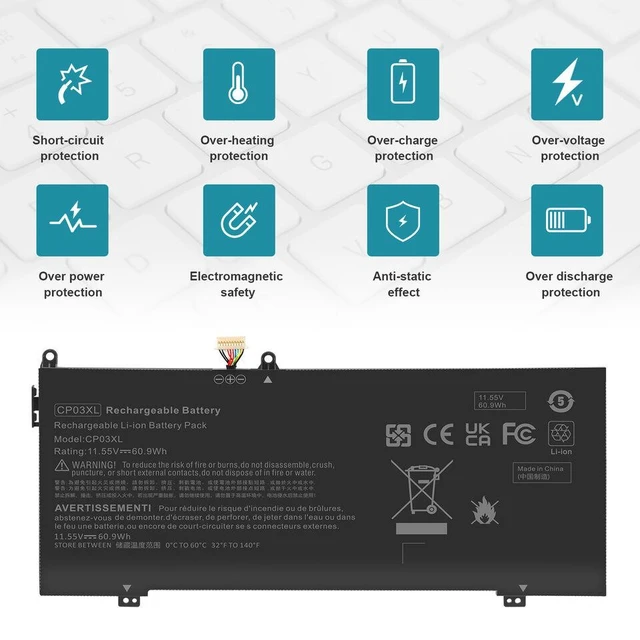 Alt view image 3 of 5 - 11.55V Battery for HP Spectre x360 13-ae013dx 13-ae049ng 13-ae040ng 13-ae006no 13-ae001ng