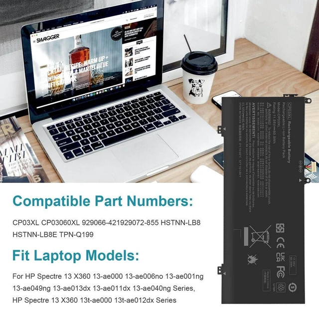 Alt view image 5 of 5 - 11.55V Battery for HP Spectre x360 13-ae013dx 13-ae049ng 13-ae040ng 13-ae006no 13-ae001ng