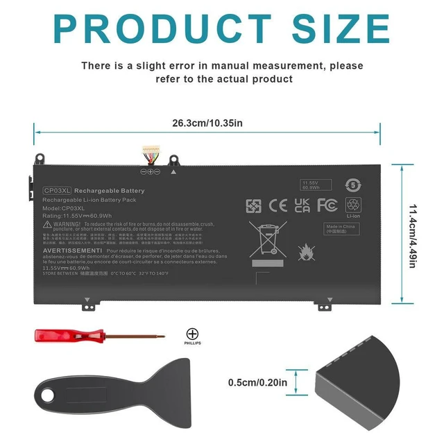 Alt view image 4 of 5 - 11.55V Battery for HP Spectre x360 13-ae013dx 13-ae049ng 13-ae040ng 13-ae006no 13-ae001ng