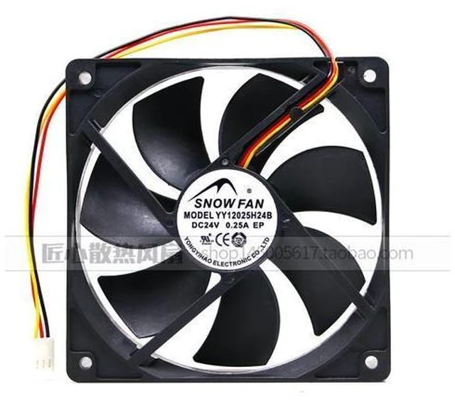 Main image of SNOW FAN YY12025H24B Server Cooling Fan DC 24V 0.25A 120x120x25mm 3-wire