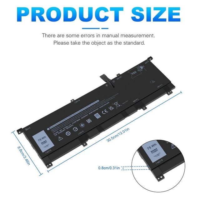 Alt view image 4 of 5 - 75W Battery for Dell XPS 15-9575-D2801TS 15-9575-D1805TS 15-9575-D2605TS