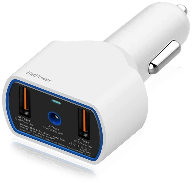 Main image of BatPower CCA2 High Power Delivery 120W Laptop Car Charger Compatible with MacBook Pro Air laptop Magnetic car charger power supply adapter notebook vehicle charger DC 12v-24v auto adapter