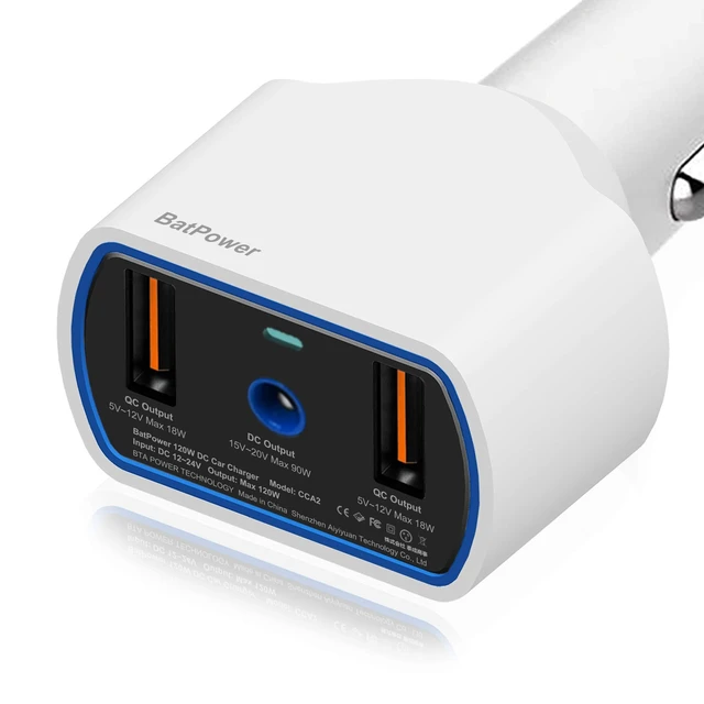 Alt view image 3 of 5 - BatPower CCA2 High Power Delivery 120W Laptop Car Charger Compatible with MacBook Pro Air laptop Magnetic car charger power supply adapter notebook vehicle charger DC 12v-24v auto adapter
