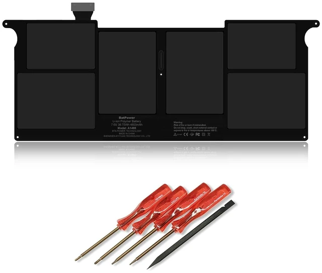 Main image of BatPower A1495 Replacement Laptop Battery for Apple Mid 2012 2013 Early 2014 2015 MacBook Air 11-inch A1465 EMC 2631 EMC 2924 Battery MacBook Air 11" A1465 Apple A1495 Battery 38.75Wh