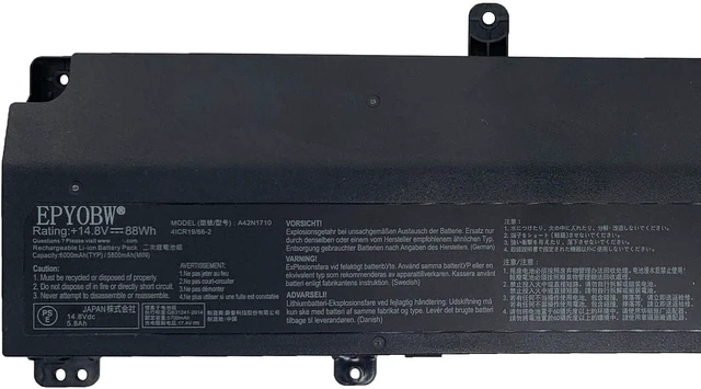 Alt view image 2 of 5 - A42N1710 Laptop Battery 88Wh 14.8V Compatible with ASUS Rog STRIX GL702V GL702VI GL702VI-1A GL702VI-BA004R GL702VI-BA007T GL702VI-BA012T GL702VI-BA012T Series A42LM5H 0B110-00490000 41CR19/66-2