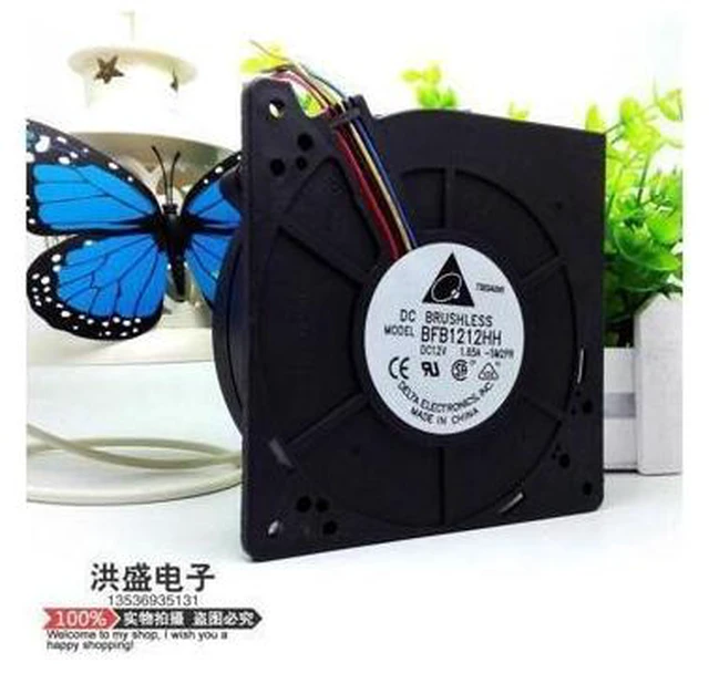 Alt view image 2 of 4 - Delta Cooling fan For BFB1212HH 5M2PR DC 12V 1.65A 4-wire 4-pin 110mm 120x120x32mm blower fan