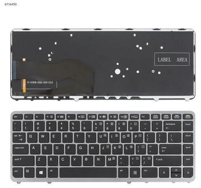 Main image of US keyboard for HP EliteBook 840 G1 850 G1 ILVER FRAME BLACK backlit no point