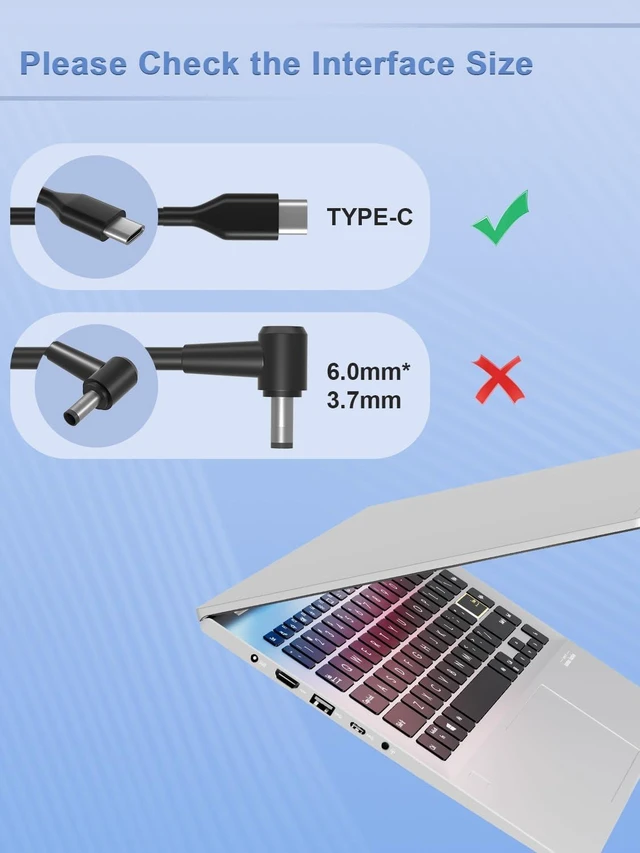 Alt view image 2 of 7 - 100W-USB C Laptop Charger Compatible with Thinkpad HP MacBook Galaxy Surface Pro 11 10 9 8 7 Universal Chromebook Replacement Power Cord and Other USB-C Devices