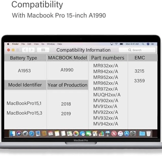 Alt view image 5 of 6 - A1953 A1990 Battery Replacment for MacBook Pro 15-inch A1990 (2018, 2019) EMC3215 3359