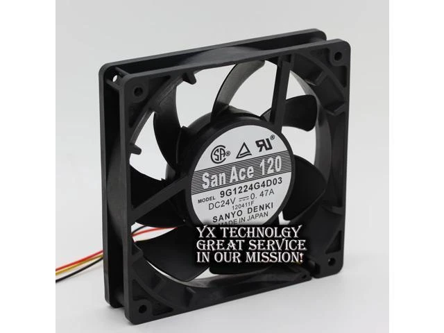 Alt view image 2 of 6 - 120*120*25mm 3-wire 9G1224G4D03 12025 12CM 24V 0.47A cooling fan