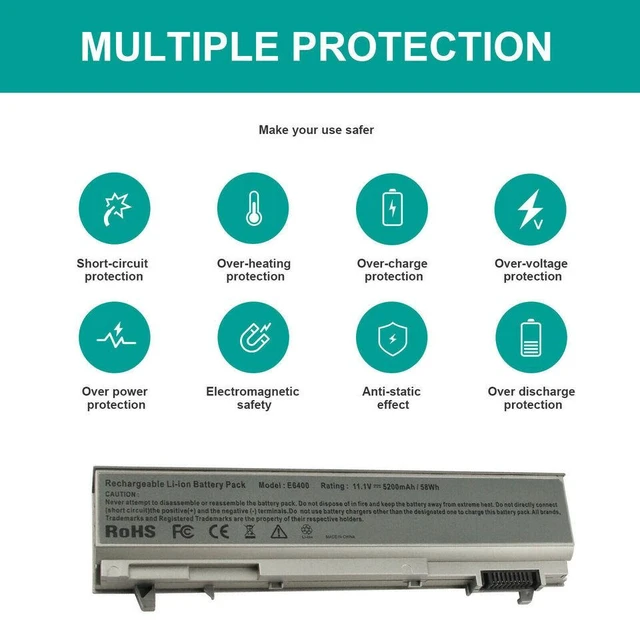 Alt view image 3 of 5 - 11.1V Battery for Dell Latitude E6400 E6410 E6500 E6510