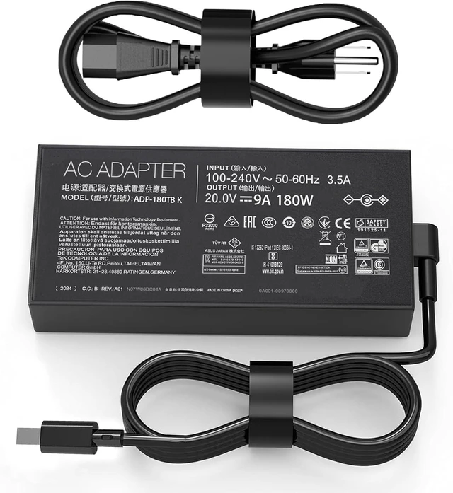 Main image of 180W ADP-180TB K Charger fit for Asus ROG Zephyrus G14 2024 GA403 GA403U GA403UV GA403UI GA403UU Gaming Laptop Adapter 20v 9a (Rectangle)
