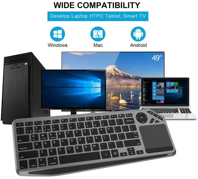 Alt view image 2 of 7 - Dual Mode Bluetooth + 2.4G Wireless Touch Keyboard Multimedia Hotkey Keyboard for PC, Tablet & Smart TV