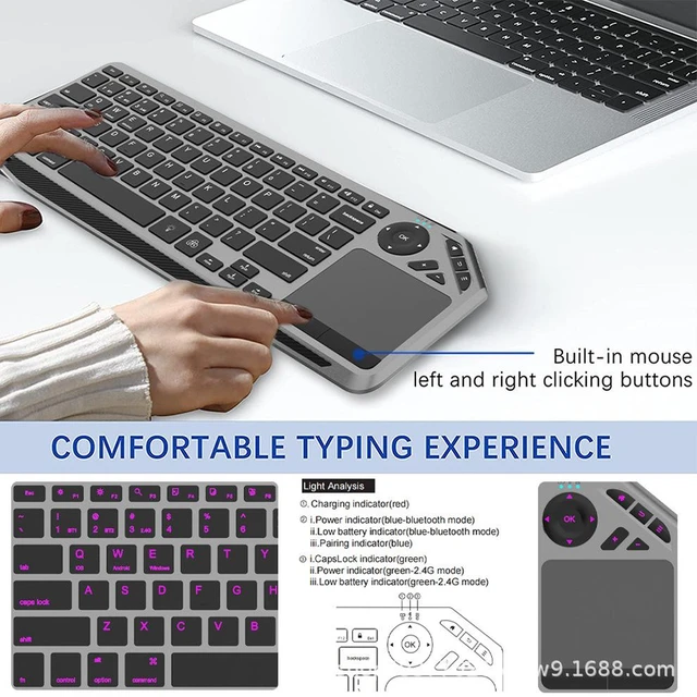 Alt view image 3 of 7 - Dual Mode Bluetooth + 2.4G Wireless Touch Keyboard Multimedia Hotkey Keyboard for PC, Tablet & Smart TV