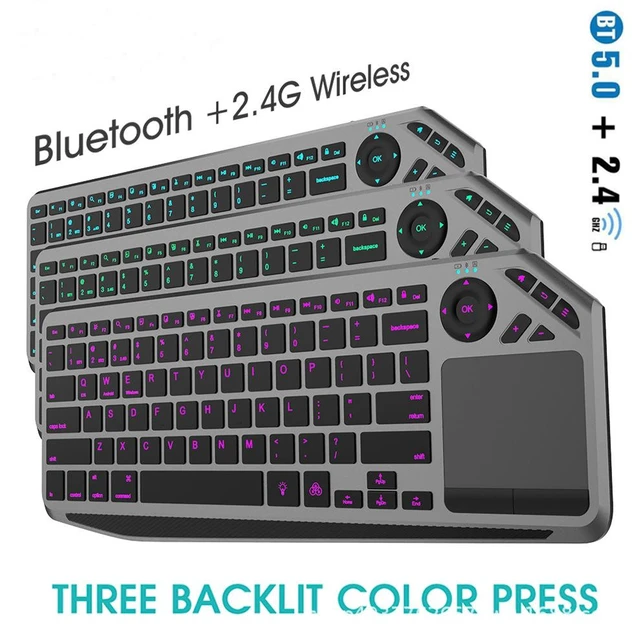 Alt view image 7 of 7 - Dual Mode Bluetooth + 2.4G Wireless Touch Keyboard Multimedia Hotkey Keyboard for PC, Tablet & Smart TV