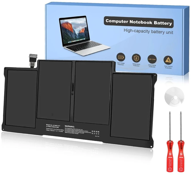 Main image of A1466 Battery Replacement for MacBook Air 13 inch, 7200mAh New Upgrade High Capacity Battery for A1466(Mid 2012, Mid 2013, Early 2014,2015,2017) A1369(Late 2010, Mid 2011 Version), with Repair Tools