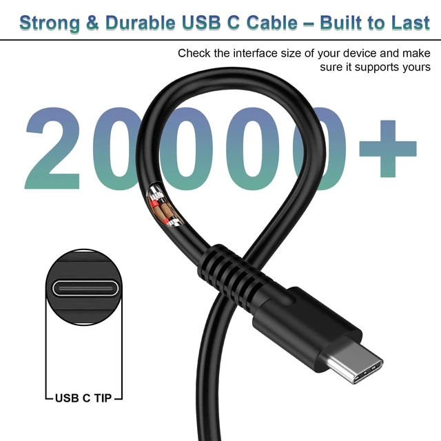 Alt view image 3 of 5 - USB C Laptop Charger 100W, Fast PD 3.0 Power Adapter with 6.6ft Cable, Universal Compatible with Lenovo Thinkpad HP MacBook Dell Asus Acer and All USB-C Device Travel Friendly, CE/FCC/ETL Certified