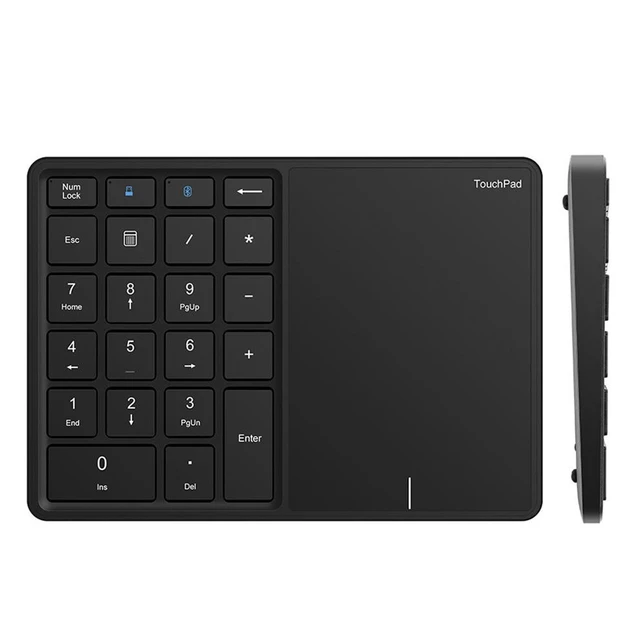 Alt view image 2 of 7 - 2.4GHz Wireless Numeric Keypad with Touchpad 22-Key Mini Keyboard, Multi-Device Switching for Office/Data Entry - black