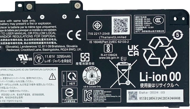 Alt view image 4 of 6 - L23C3P71 Battery 39.3Wh 3392mAh 11.61V Compatible with Lenovo ThinkPad P14s Gen 5 / T14 Gen 5 Series L23C4P73 L23B4P70 L23D4P71 L23M3P76 L23M4P72