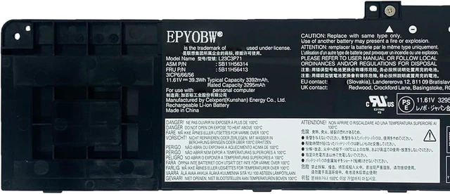 Alt view image 3 of 6 - L23C3P71 Battery 39.3Wh 3392mAh 11.61V Compatible with Lenovo ThinkPad P14s Gen 5 / T14 Gen 5 Series L23C4P73 L23B4P70 L23D4P71 L23M3P76 L23M4P72