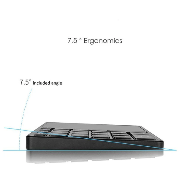 Alt view image 5 of 7 - 2.4GHz Wireless Numeric Keypad with Touchpad 22-Key Mini Keyboard, Multi-Device Switching for Office/Data Entry - black