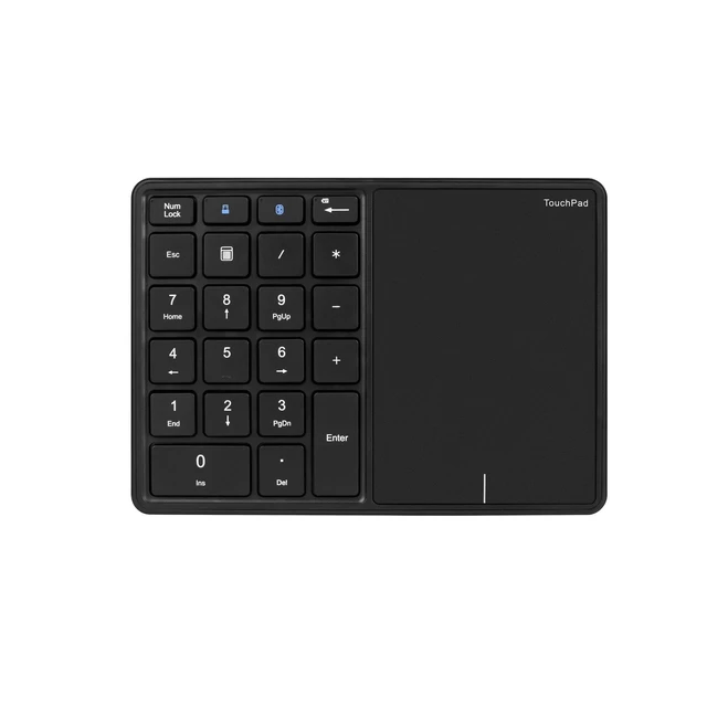 Alt view image 4 of 7 - 2.4GHz Wireless Numeric Keypad with Touchpad 22-Key Mini Keyboard, Multi-Device Switching for Office/Data Entry - black