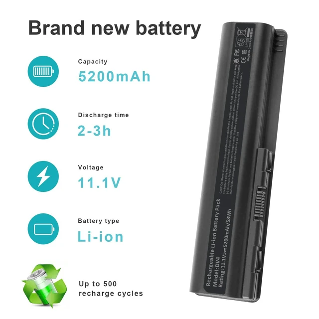 Alt view image 5 of 5 - Laptop Battery for HP Pavilion G50 G60 G61G70 G71 Series DV4-2040US DV5-1010 CQ40 CQ45 CQ50 CQ60 EV06 KS524AA 462889-141 462890-542 484171-001 485041-001 HSTNN-DB72 HSTNN-CB72 HSTNN-IB72 HSTNN-UB72