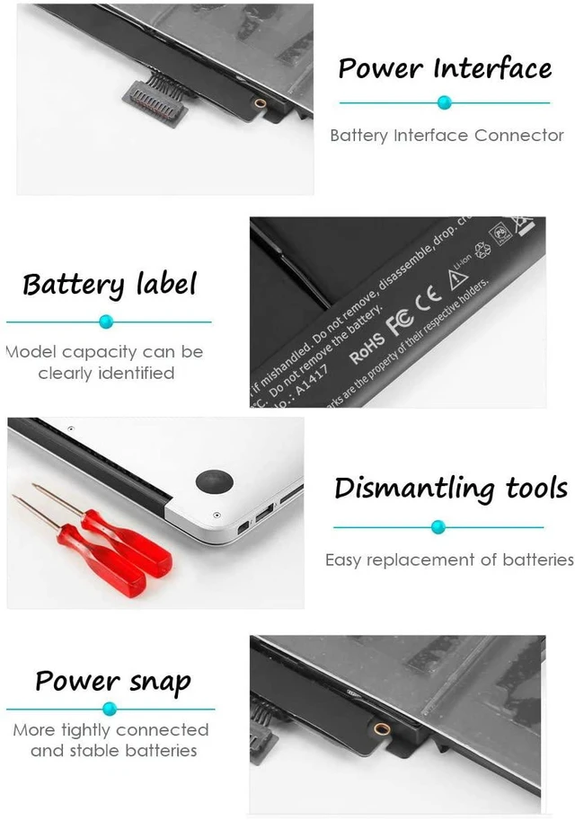Alt view image 3 of 7 - BYTEC A1417 Laptop Battery Compatible with MacBook Pro 15" Retina A1398(Only for 2012 Early 2013 Version) MC975 MC976 ME664 ME665 MD831 020-7469-A