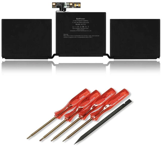 Main image of BatPower A1713 Replacement Laptop Battery for Apple Late 2016 Mid 2017 MacBook Pro 13-inch A1708 EMC 2978 EMC 3164 Battery MacBook Pro 13" Two Thunderbolt 3 Ports A1708 Apple A1713 Battery 54.5Wh