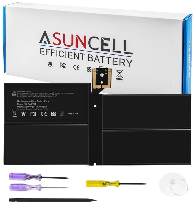 Main image of G3HTA038H DYNM02 Battery for Microsoft Surface Pro 5th (Model 1796, 2017),Surface Pro 6(Model 1807/1809/1796, 2018) 12.3" 2-in-1, Core i5 i7 m3 Series with Tools For surface pro 5 battery 7.57V 45Wh