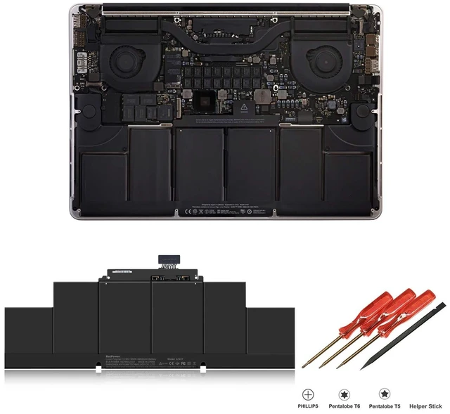 Alt view image 2 of 5 - BatPower A1417 Replacement Laptop Battery for Apple Mid 2012 Early 2013 MacBook Pro 15-inch Retina A1398 EMC 2512 EMC 2673 Battery MacBook Pro 15" A1398 Apple A1417 Battery 95Wh