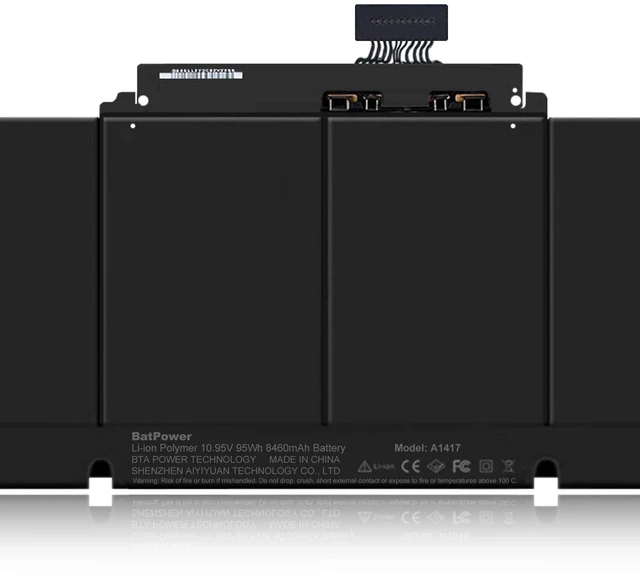 Alt view image 4 of 5 - BatPower A1417 Replacement Laptop Battery for Apple Mid 2012 Early 2013 MacBook Pro 15-inch Retina A1398 EMC 2512 EMC 2673 Battery MacBook Pro 15" A1398 Apple A1417 Battery 95Wh