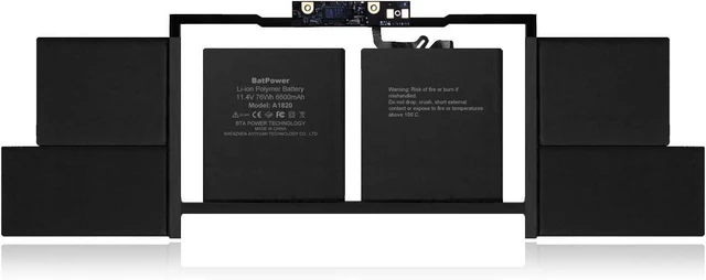 Alt view image 2 of 7 - BatPower A1820 Replacement Laptop Battery for Apple Late 2016 Mid 2017 MacBook Pro 15-inch Touch Bar A1707 EMC 3072 EMC 3162 Battery MacBook Pro 15" Touch Bar A1707 Apple A1820 Battery 76Wh