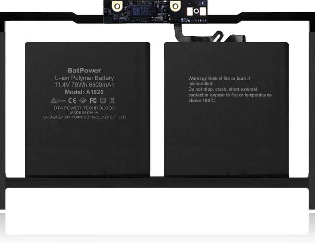 Alt view image 3 of 7 - BatPower A1820 Replacement Laptop Battery for Apple Late 2016 Mid 2017 MacBook Pro 15-inch Touch Bar A1707 EMC 3072 EMC 3162 Battery MacBook Pro 15" Touch Bar A1707 Apple A1820 Battery 76Wh