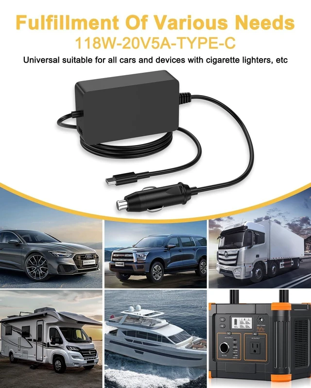 Alt view image 12 of 14 - 118W USB-C Car Laptop Charger Compatible with HP Spectre/Elitebook,Dell Latitude/XPS,Lenovo ThinkPad/Yoga/IdeaPad,MacBook Pro/Air,Acer Chromebook/Swift,Google,iPad,Samsung Galaxy Power Cord